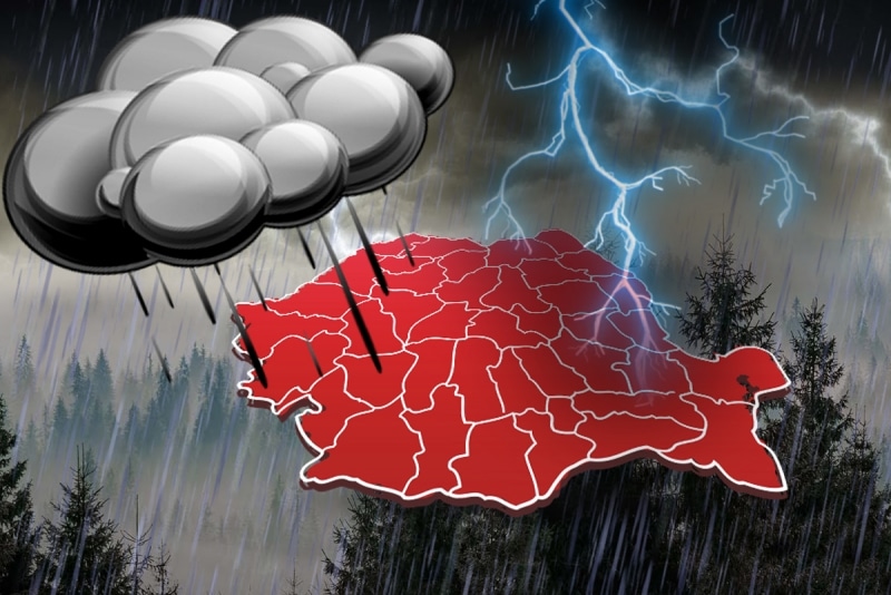 ALERTĂ de ploi și descărcări electrice pentru toată ţara, valabilă până luni